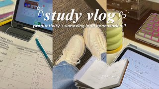 productive study vlog📁lots of note taking, ipad accessories haul, & 2024 planner !