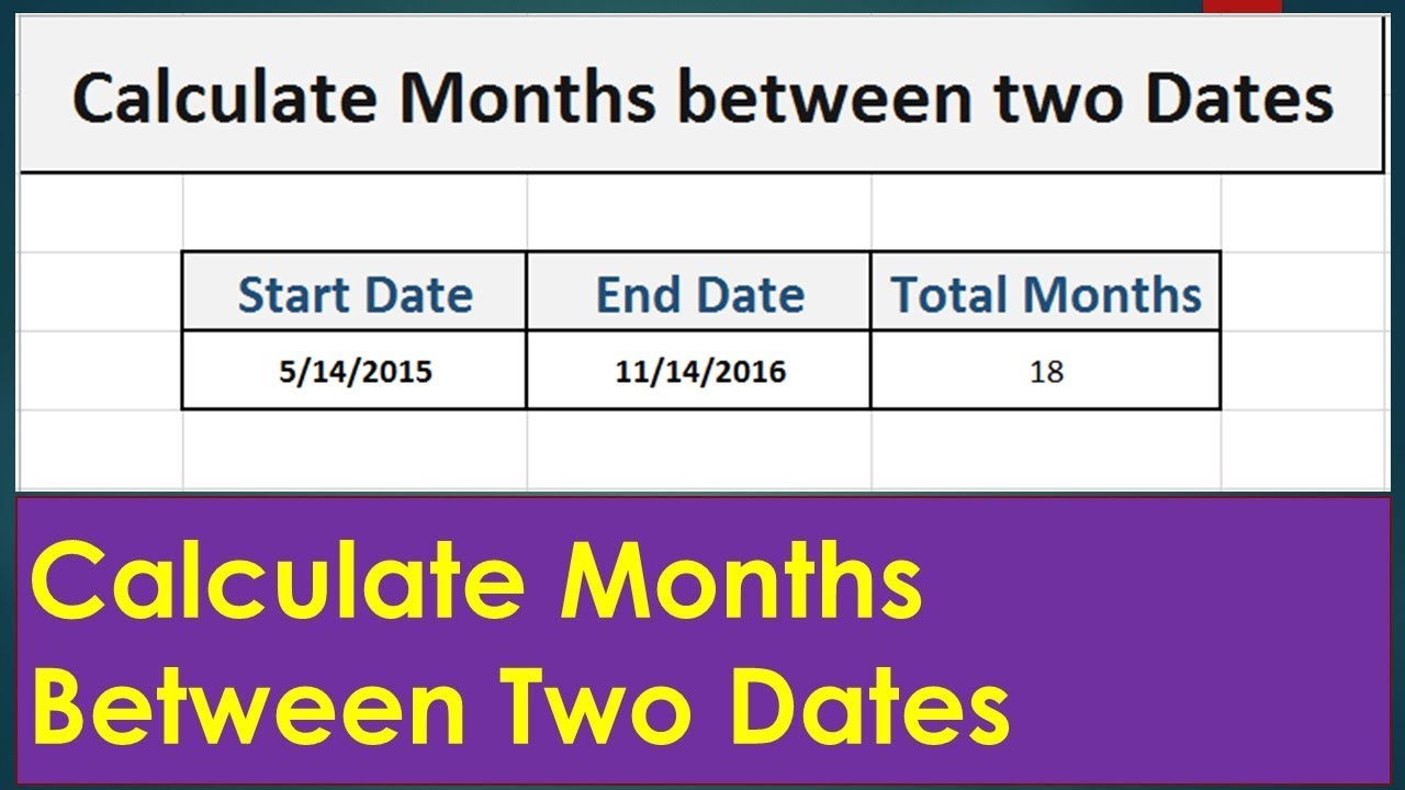 Calculate Months Between Two Dates in Excel 2013|2016 - YouTube - YouTube