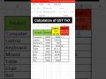 GST calculation  Excel sheet