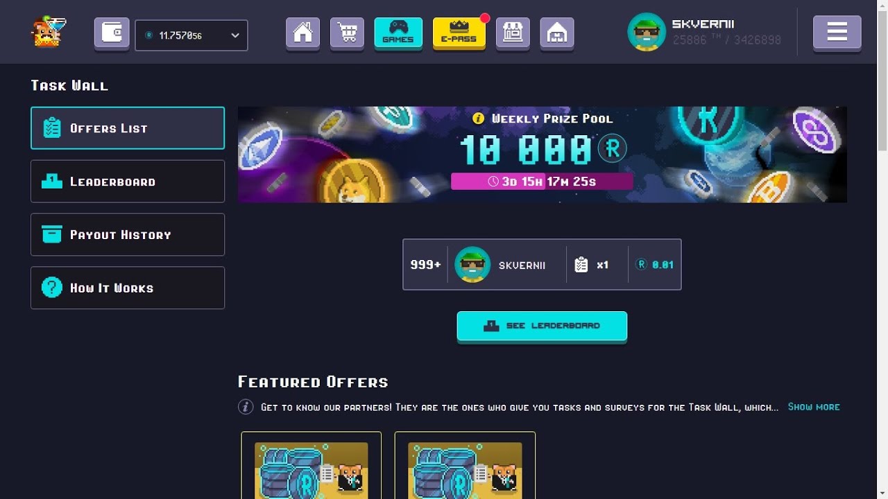 RollerCoin как пройти  Complete 5 Tasks