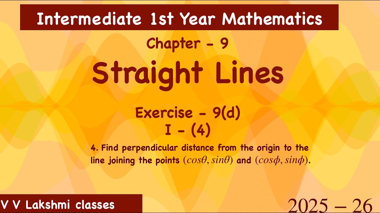 Straight Lines | Inter 1st Year Maths | Exercise 9d | QI 4@V V Lakshmi ...