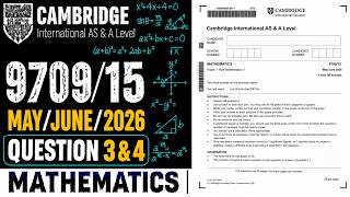 9709/15/M/J/26 |Q3&4 Complete Solution | Cambridge AS Level Mathematics | Paper 1