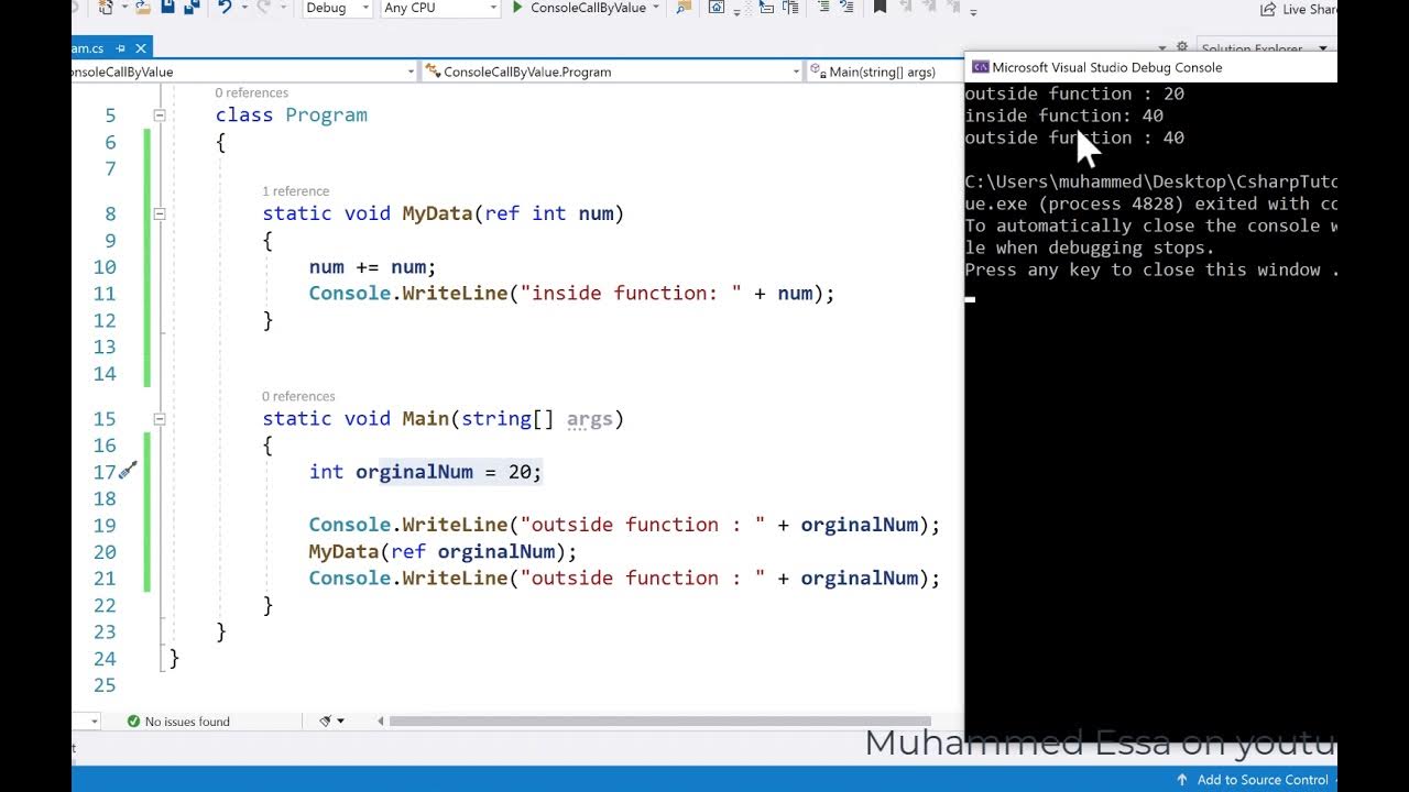 30 C# C Sharp Functions Call By Reference - YouTube