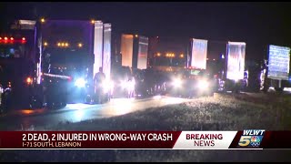 2 dead, 2 injured in wrong-way crash on I-71 in Lebanon, officials say