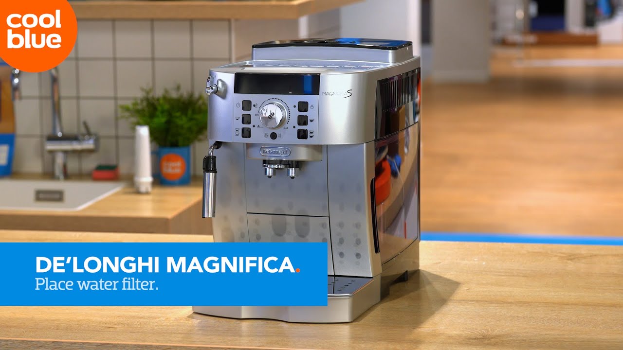 How do you place the water filter in your De'Longhi Magnifica