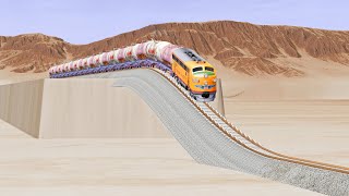 "Impossible Spiky Sloped Rail Tracks vs. Unstoppable Trains -Beamng Drive" screenshot 3