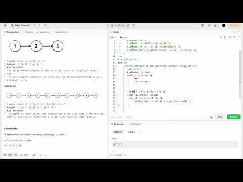 Leetcode: 725  Split Linked List in Parts