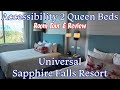 Universal Loews Sapphire Falls Accessibility 2 Queen Beds Room Tour &amp; Review.