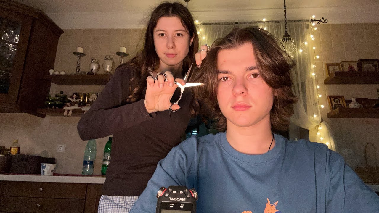 ASMR ✂️Cutting my Brother’s Hair🧏🏻‍♂️🤭 (different hairstyles)