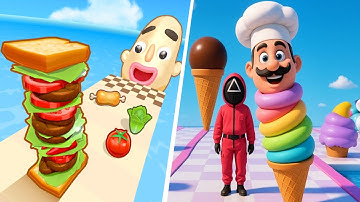 Sandwich Runner 🆚 Stacky Ice Cream Runner🌻🧿🌺🌈Max Levels Walkthrough Android IOS Update Gameplay 8818