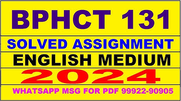 bphct 131 solved assignment 2024 | bphct 131 solved assignment in english 2023-24 | bphct 131 2024
