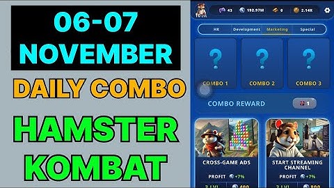 HAMSTER KOMBAT GAMEDEV DAILY COMBO | HAMSTER KOMBAT DAILY COMBO | 06 NOVEMBER HAMSTER DAILY COMBO
