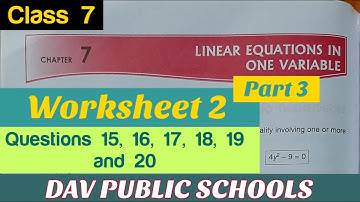 DAV class 7 maths chapter 7 Linear Equations in one variable - Worksheet 2 Part 3