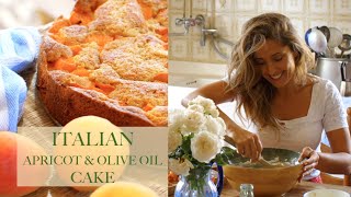 ITALIAN APRICOT OLIVE OIL CAKE with homegrown fruit in Tuscany Italy