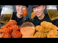 ASMR MUKBANG - BBQ 황금올리브 닭다리 치킨 반반 + 치즈소스 생맥주 리얼사운드 먹방 With 교광TV - KYOKKWANG EATING SHOW CHICKEN チキン