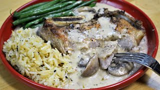 Instant Pot Pork Chops with Creamy Mushroom Sauce