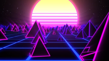 Retro Pyramids on 80s Synthwave Neon Landscape with Glowing Sun 4K UHD 60fps 1 Hour Video Loop