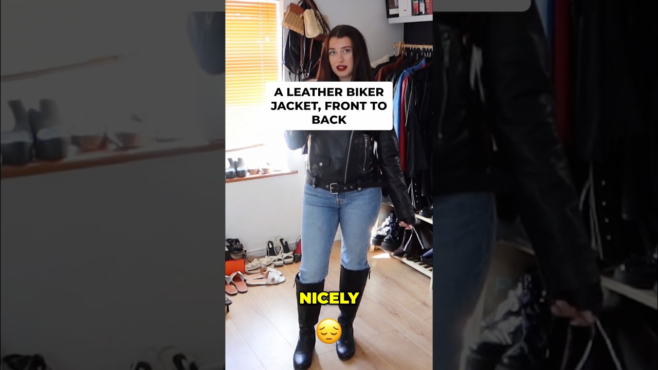 A leather biker jacket styling - full video visit YouTube #biker #bikerlife #leatherbikerjacket