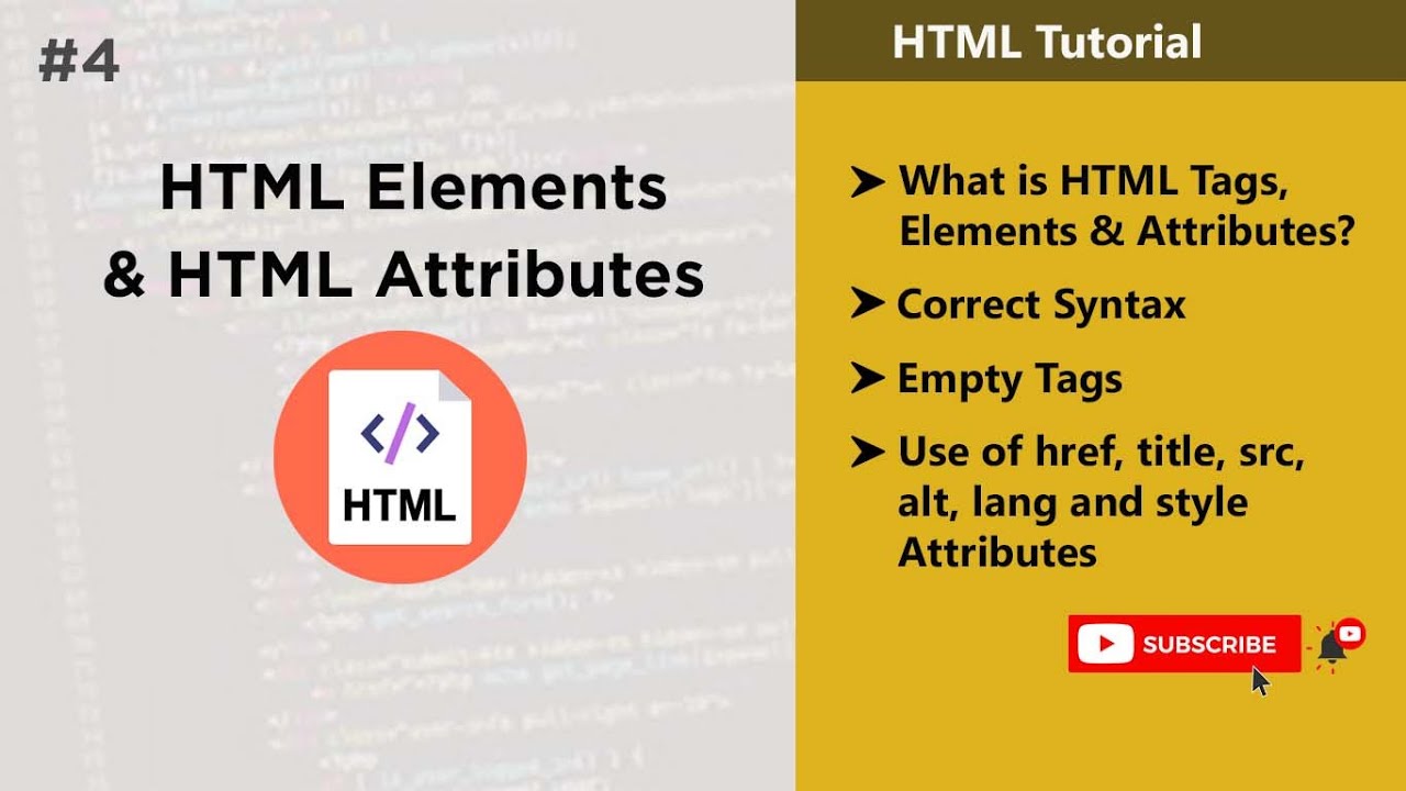 Attributes in HTML l HTML Elements l HTML Tutorial - YouTube