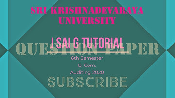 Auditing 2020 QP | B.Com. 6th sem | SK University