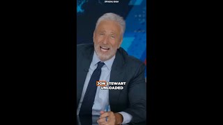 Jon Stewart mocks NBC's Kristen Welker's rain excuse. #TrumpInterview