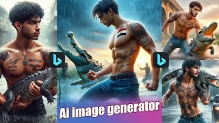 Create 3D Ai Boy Fighting with crocodile | Boy fight with crocodile | bing image creator