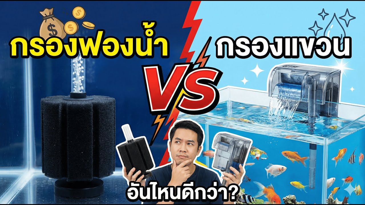 ศึกชิงเจ้าแห่งกรองตู้ปลา! กรองฟองน้ำ vs กรองแขวน แบบไหนคือผู้ชนะตัวจริง?
