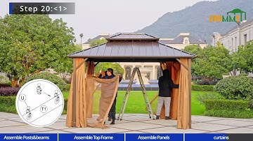 EROMMY Hardtop Galvanized Steel Metal Double Roof Aluminum Gazebo Assembly Video