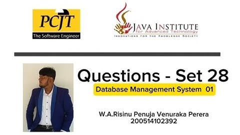 Question Set 28 | Database Management System | Java Institute