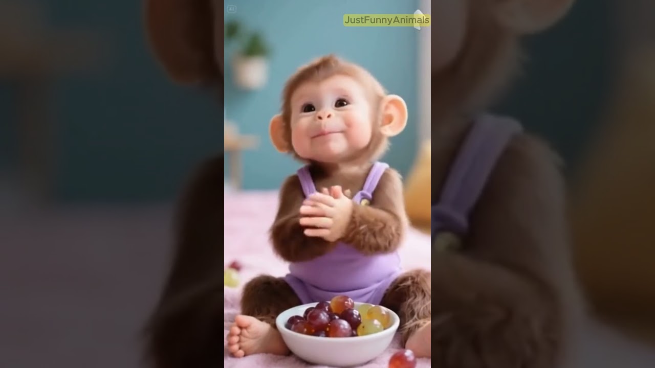 "Baby Monkey Tries Jelly Grapes 🍇😂 | Cutest Funny Reaction Ever!"