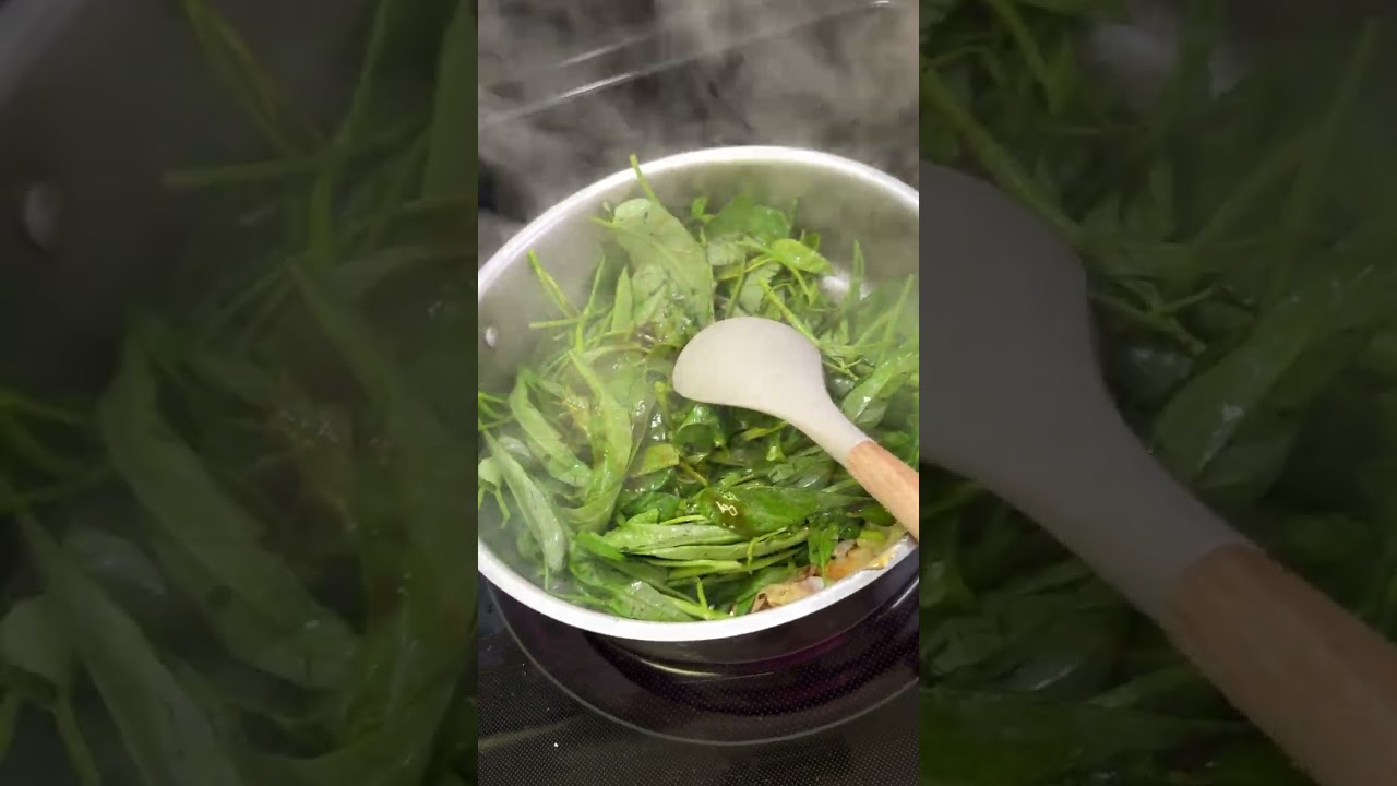 SPICY ASIAN WATER SPINACH 🌶️ STIR-FRY #cooking #simplecooking #asiancooking #foodie #longvideo 