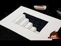 How to Draw 3D Stairs with Hole - Easy optical illusion