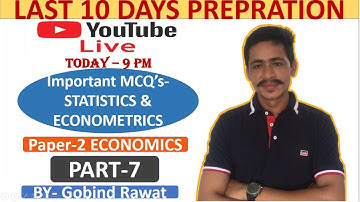Part-7  Statistics and Econometrics Important MCQ
