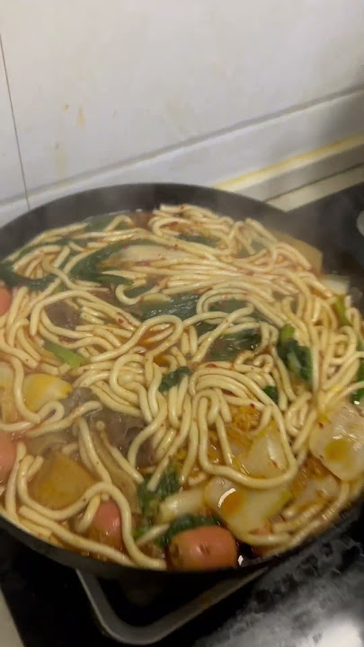 My mother is making hot pot food for me