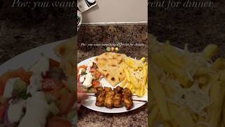Dinner tonight✨#dinnerideas #greekfood #skewers #butterchicken #fries #salad #sastirstories #dinner
