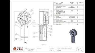 SolidWorks Tutorial Part 13: Assembly Drawing of Portable Mist Spray Fan