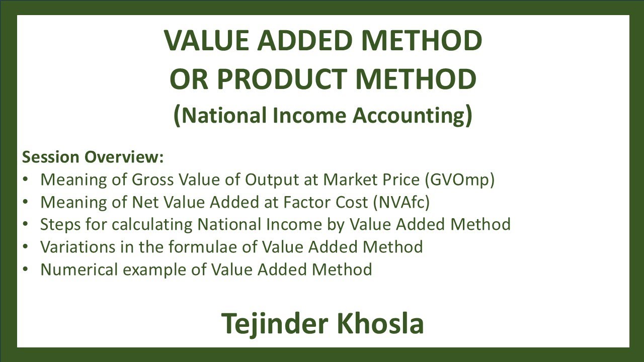Value Added Method or Product Method for Measurement of National Income - GVOmp, NVAfc and NFIA