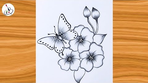 How to draw a butterfly on flower||Simple Pencil Sketch||Easy Drawing ideas for Beginners 