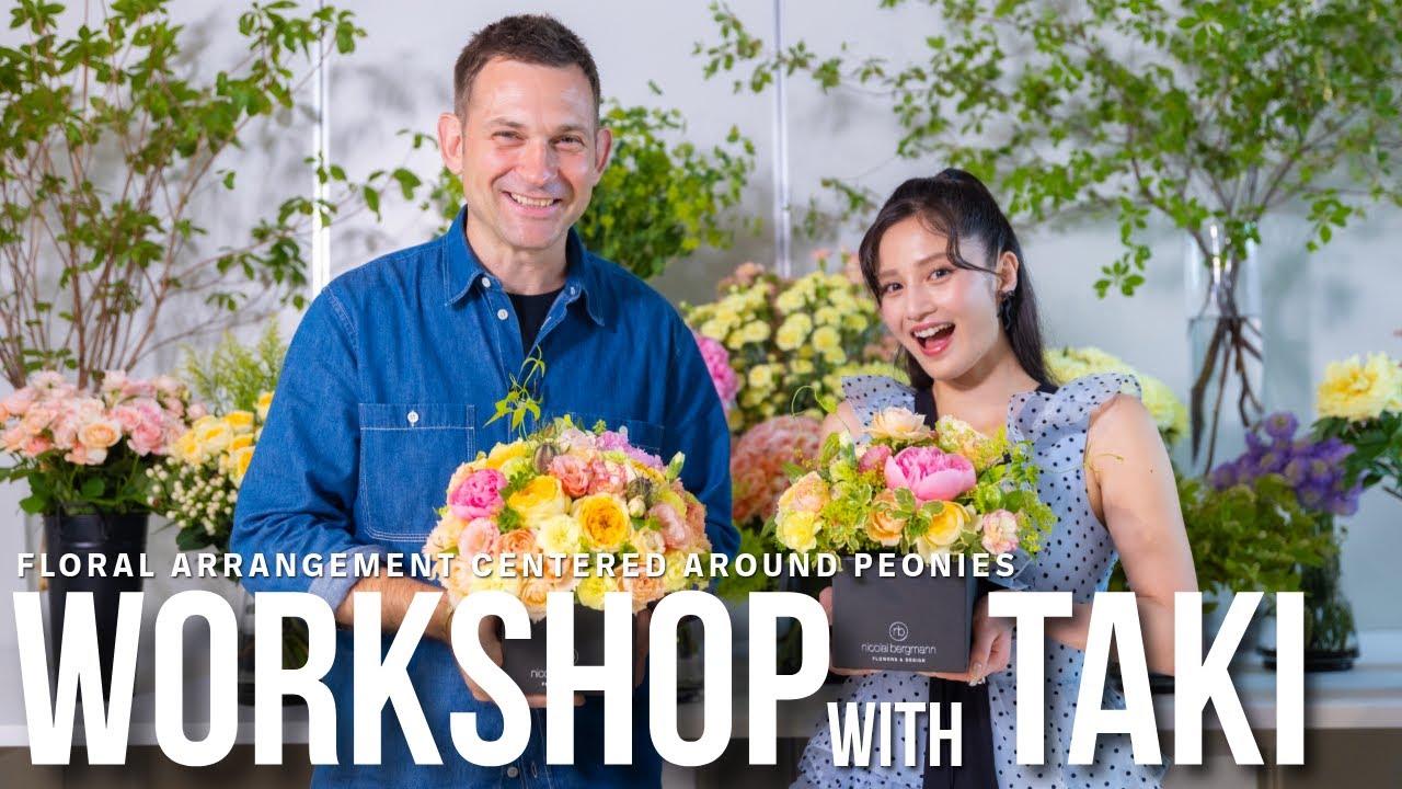Nicolai Bergmann Flower Workshop with Taki - Floral Arrangement Centered Around Peonies