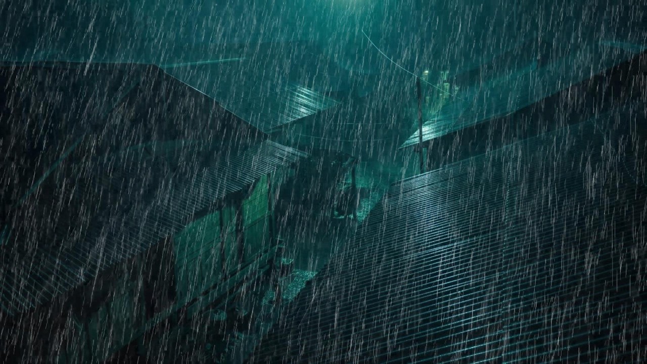 No Ads Rain Sounds for Sleeping – ASMR Heavy Night Rain On Tin Roof for Deep Restful Sleep