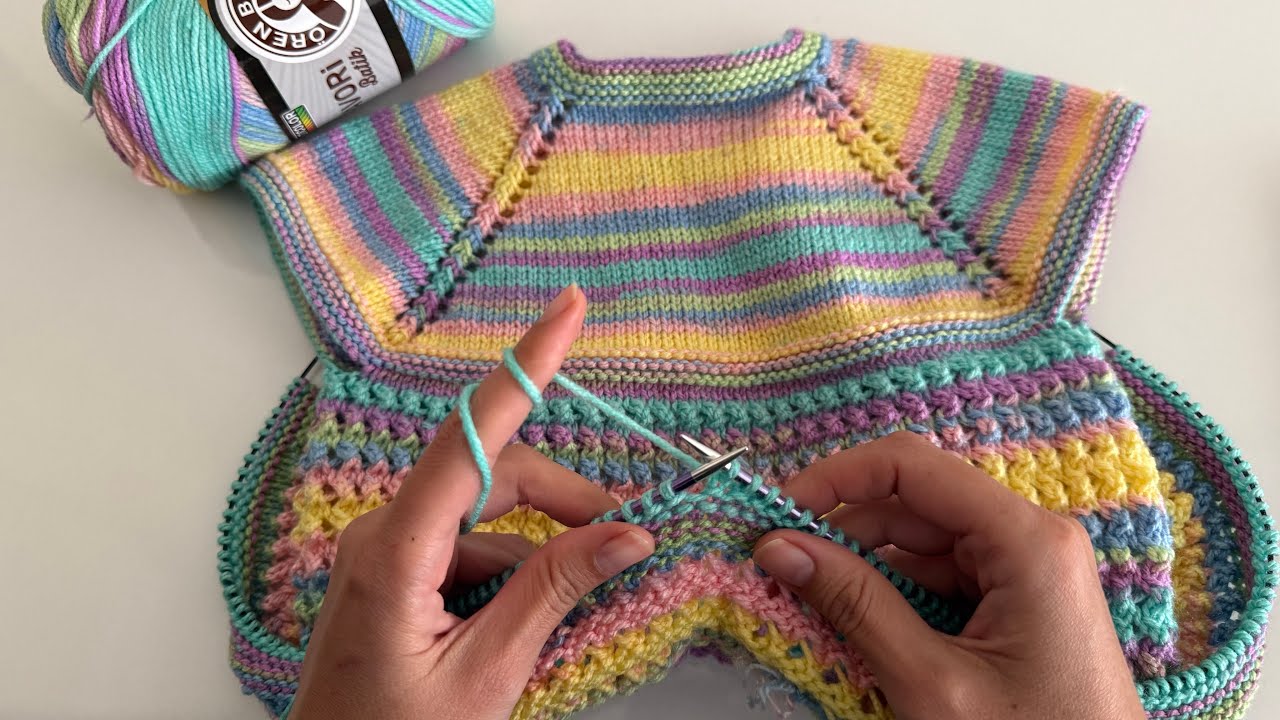 BİM in İPİ İLE ÇOK KOLAY ÇITI PITI YAKADAN BAŞLAMA BEBEK YELEĞİ BAŞTAN SONA ANLATIMI🌸#knitting 