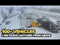 Drone video shows the scope of massive Michigan pileup