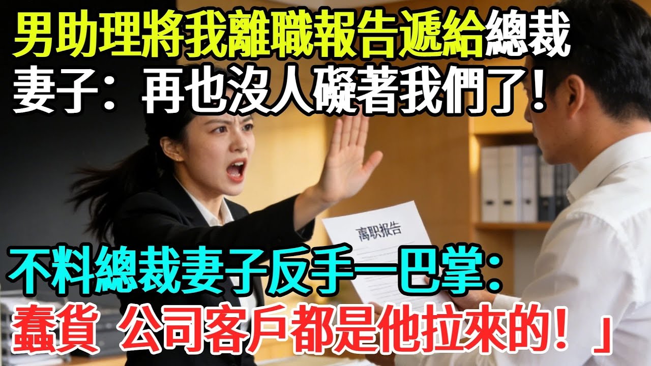 男助理將我的離職報告遞給總裁妻子：「再也沒人礙著我們了！」不料總裁妻子反手一巴掌：「蠢貨，公司客户都是他拉來的！」#情感#故事#完結文