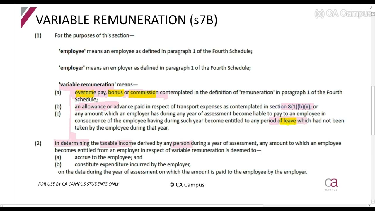 Part 14-Special Deductions - Variable Remuneration - s7B (3min)