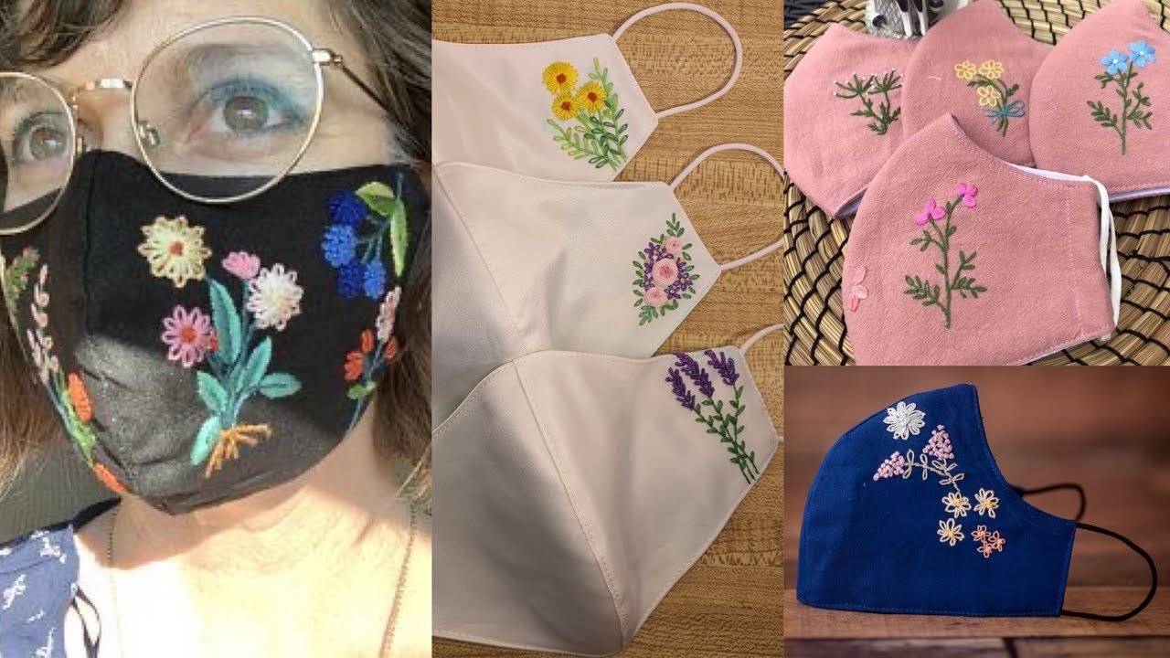 Easy mask embroidery designs for beginners / Stylish DIY lazy daisy stitch designer masks