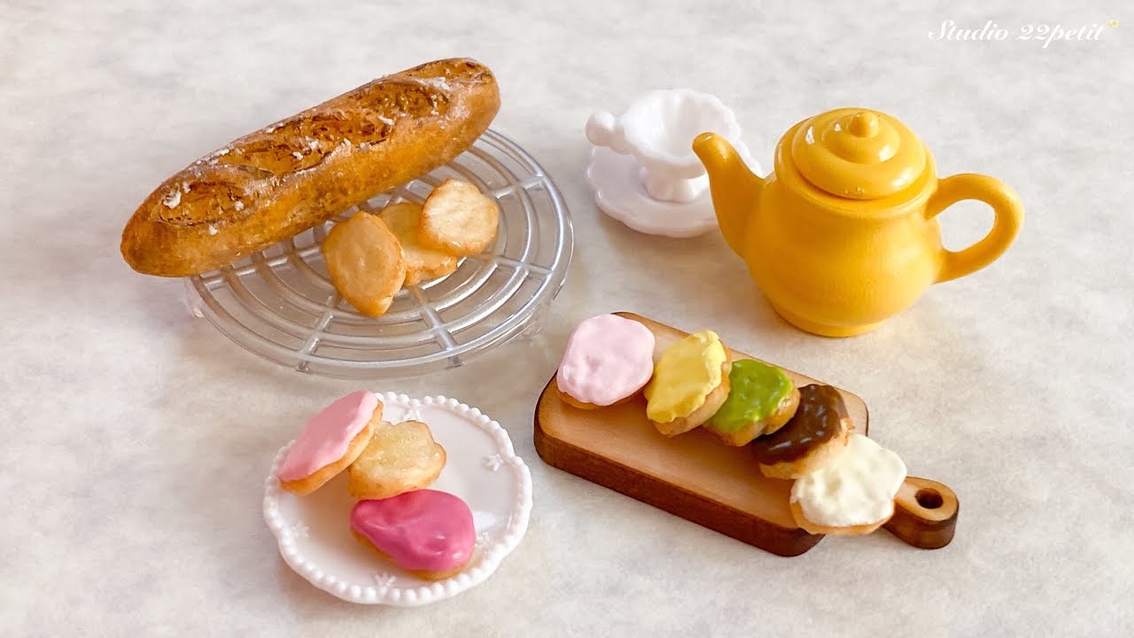 ミニチュアのフランスパンとラスクを樹脂粘土で作ってみました DIY Miniature French bread and rusk/air dry  clay/ミニチュアフード/フェイクフード YouTube