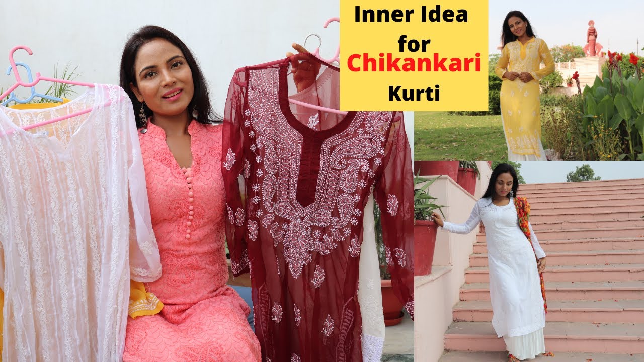 Red Mirror Chikankari Work Georgette Kurti Inner Set, Size: XL, Wash Care:  Handwash at Rs 425 in Lucknow