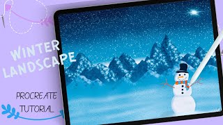 Winter Mountain Scenery with Snowman speedpaint | procreate tutorial screenshot 3