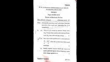 MDU M.SC Physics 1st semester previous year paper || Electronics 2022 ||