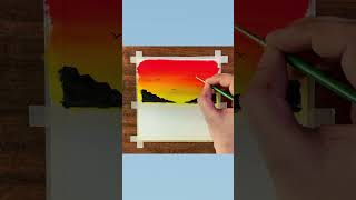 Easy sunset painting with poster colour